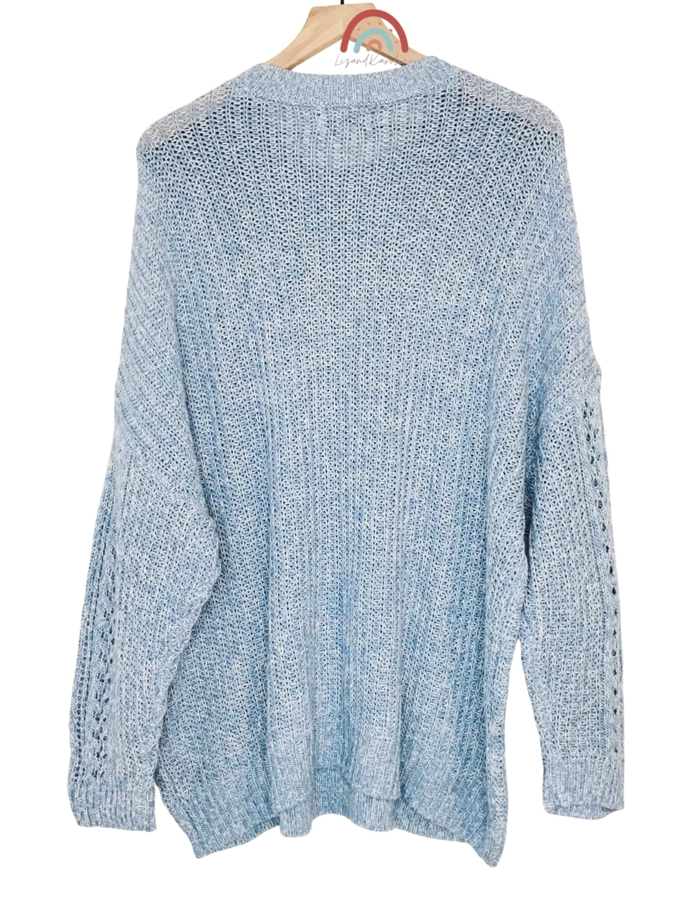 New! American Eagle Chunky Knit Oversized Longline Lattice Cozy Crewneck Sweater - Picture 4 of 10